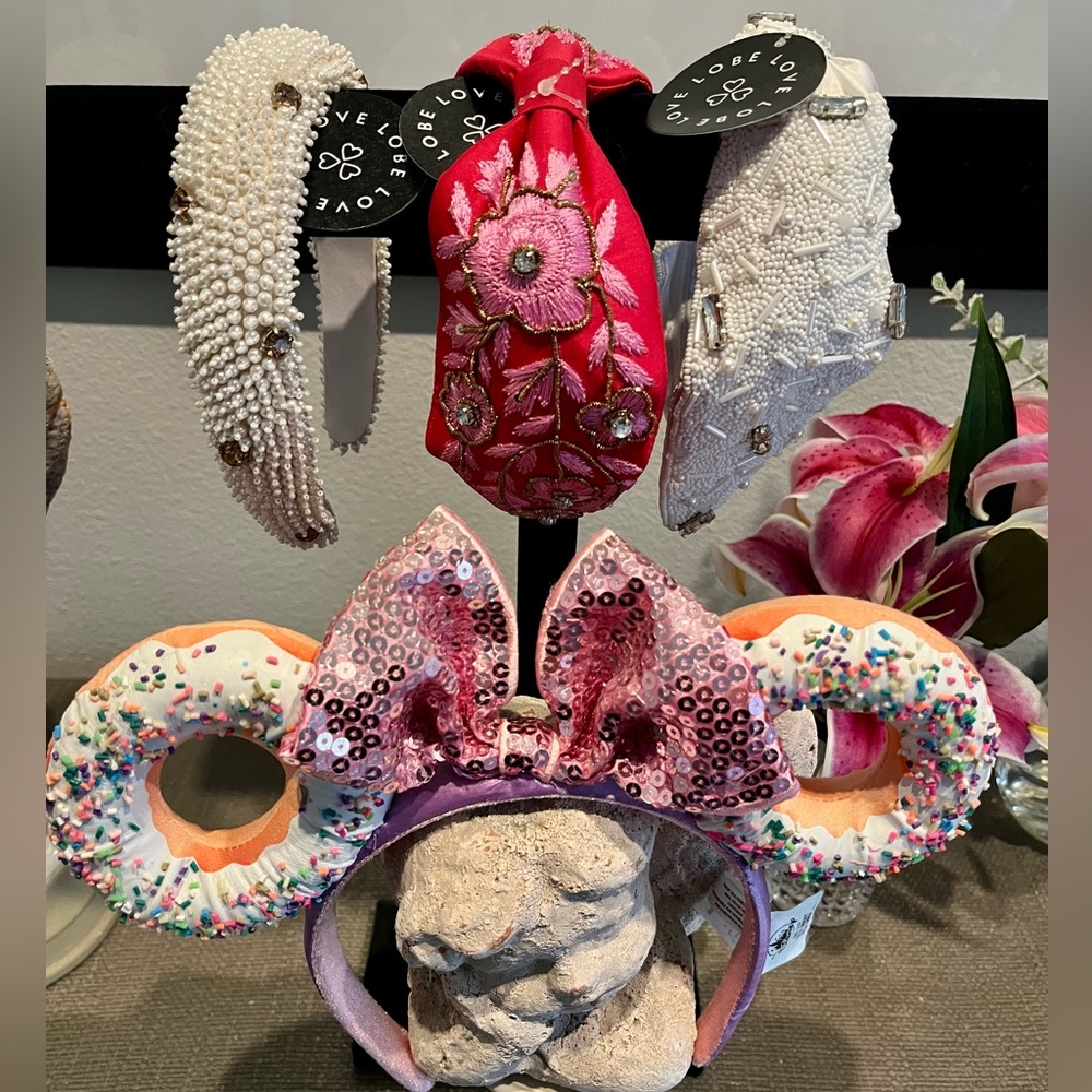 4 Embellished Headbands including Disney Mouse Donut Ears!